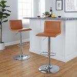 Mara Camel Faux Leather Chrome Contemporary Swivel Barstool (Set of 2) 11 Mara Camel Faux Leather Chrome Contemporary Swivel Barstool (Set of 2)
