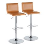 Mara Camel Faux Leather Chrome Contemporary Swivel Barstool (Set of 2) 12 Mara Camel Faux Leather Chrome Contemporary Swivel Barstool (Set of 2)