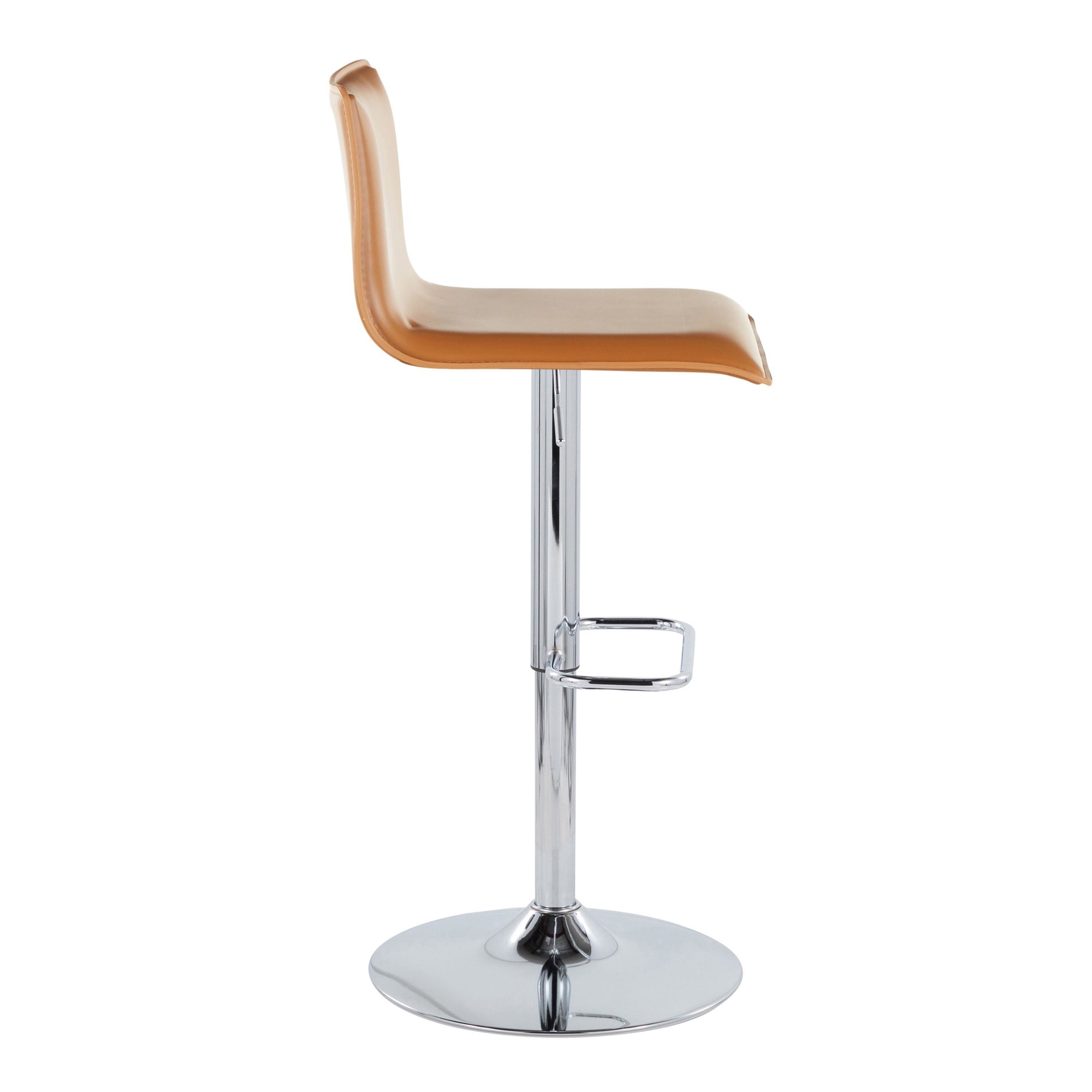 Mara Camel Faux Leather Chrome Contemporary Swivel Barstool (Set of 2) 5 Mara Camel Faux Leather Chrome Contemporary Swivel Barstool (Set of 2) - Image 5