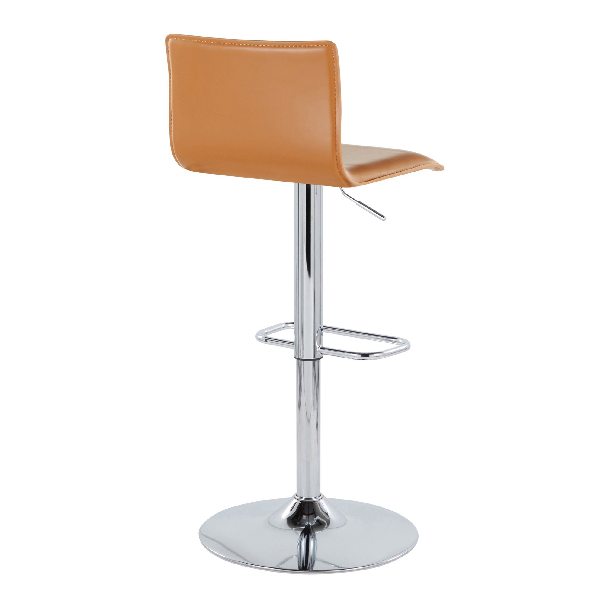 Mara Camel Faux Leather Chrome Contemporary Swivel Barstool (Set of 2) 6 Mara Camel Faux Leather Chrome Contemporary Swivel Barstool (Set of 2) - Image 6