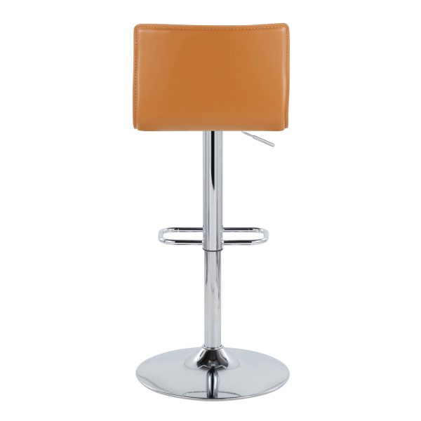 Mara Camel Faux Leather Chrome Contemporary Swivel Barstool Set of 2 6