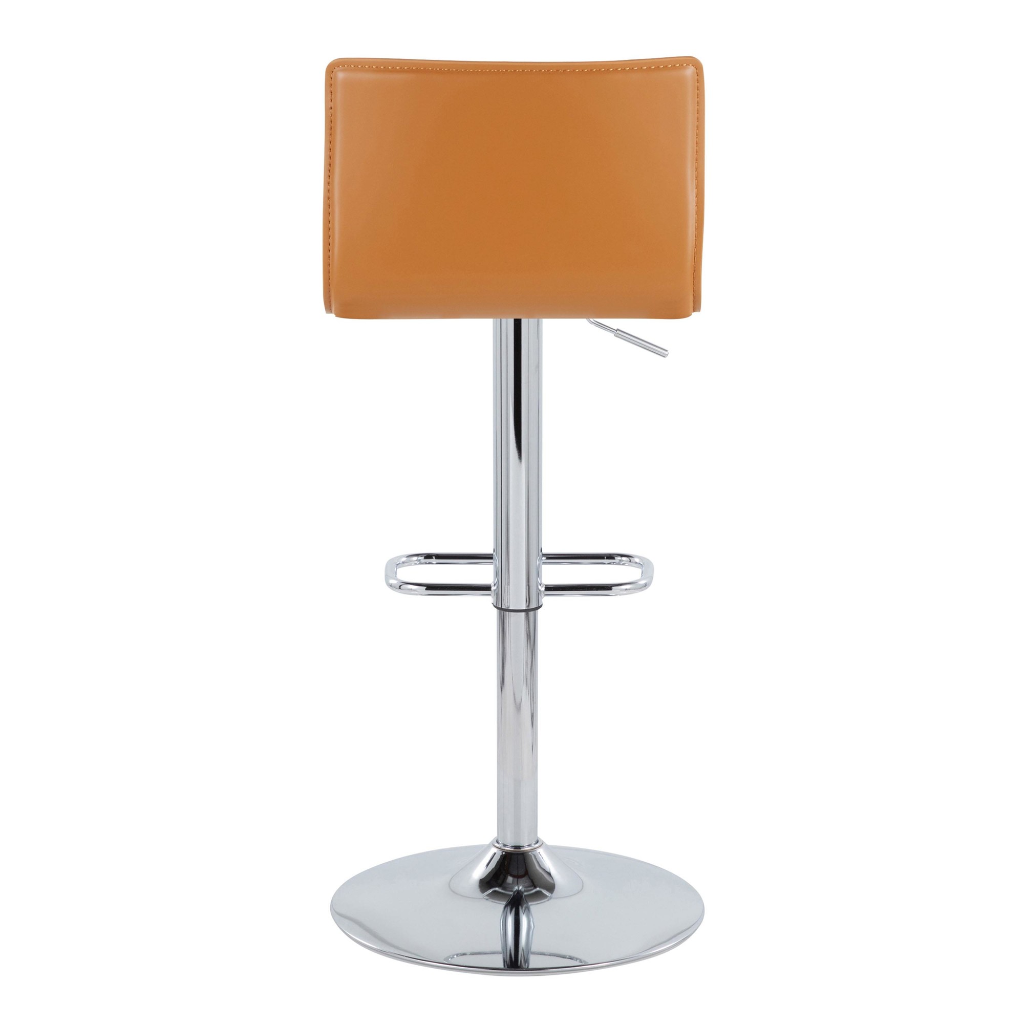 Mara Camel Faux Leather Chrome Contemporary Swivel Barstool (Set of 2) 7 Mara Camel Faux Leather Chrome Contemporary Swivel Barstool (Set of 2) - Image 7