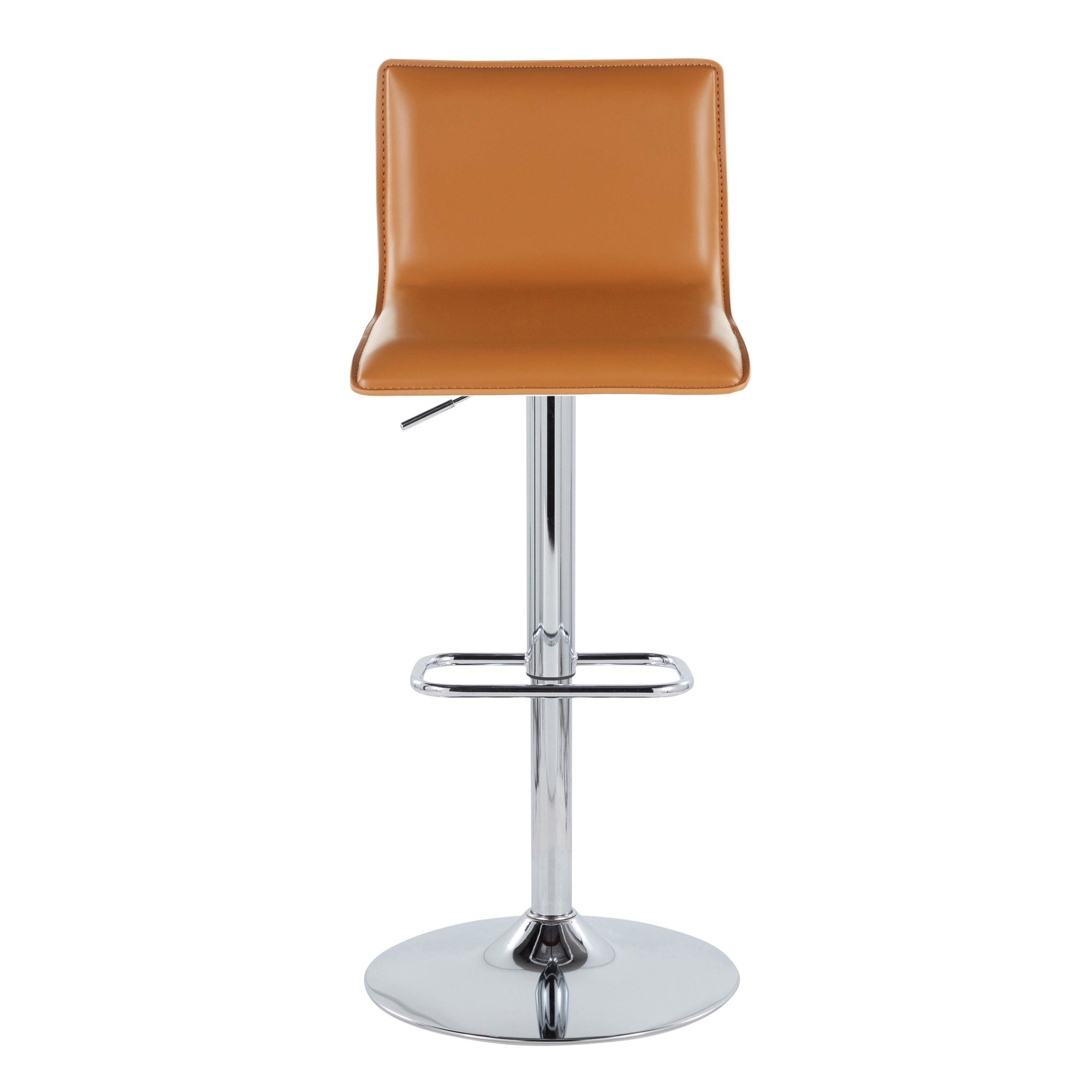 Mara Camel Faux Leather Chrome Contemporary Swivel Barstool (Set of 2) 8 Mara Camel Faux Leather Chrome Contemporary Swivel Barstool (Set of 2) - Image 8