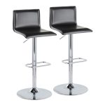 Mara Chrome and Black Faux Leather Contemporary Barstool (Set of 2) 12 Mara Chrome and Black Faux Leather Contemporary Barstool (Set of 2)