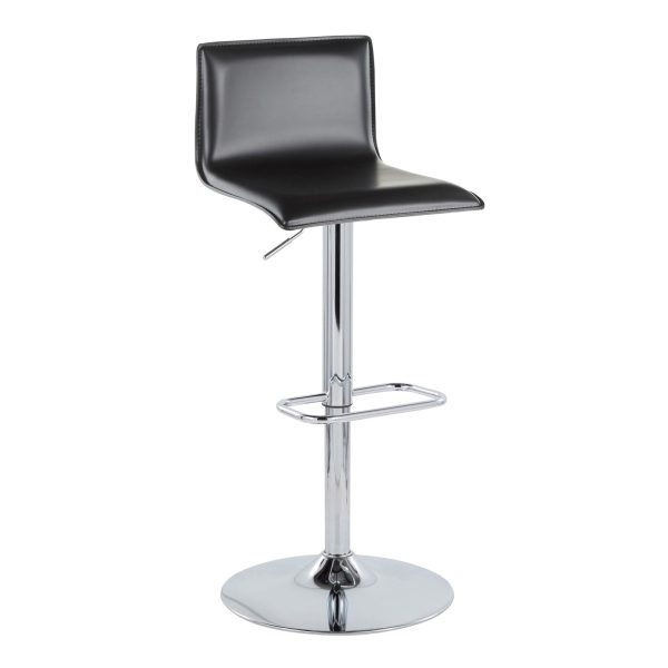 Mara Chrome and Black Faux Leather Contemporary Barstool Set of 2 3