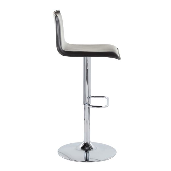 Mara Chrome and Black Faux Leather Contemporary Barstool Set of 2 4
