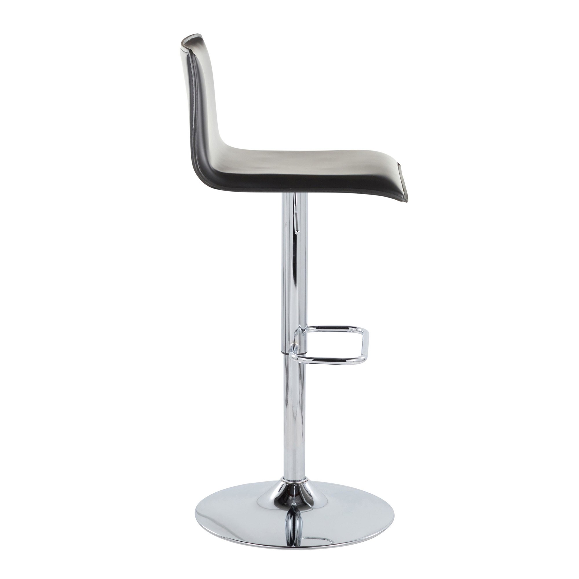 Mara Chrome and Black Faux Leather Contemporary Barstool (Set of 2) 5 Mara Chrome and Black Faux Leather Contemporary Barstool (Set of 2) - Image 5