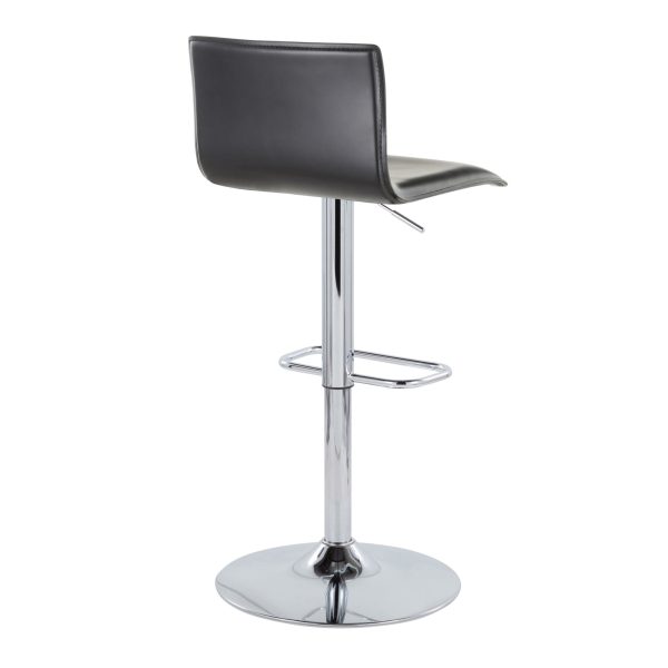 Mara Chrome and Black Faux Leather Contemporary Barstool Set of 2 5