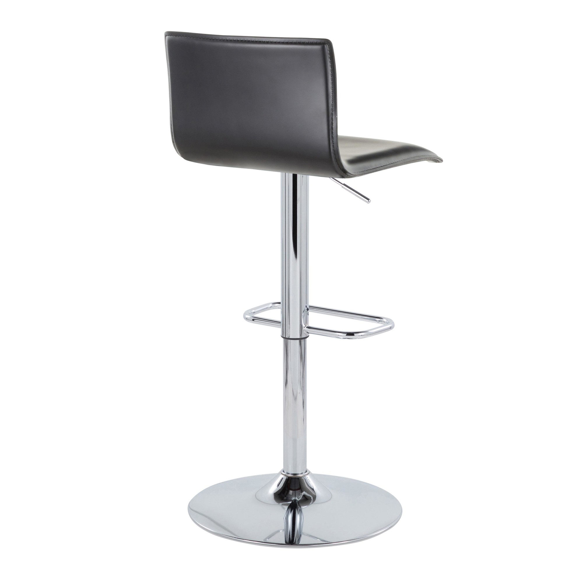 Mara Chrome and Black Faux Leather Contemporary Barstool (Set of 2) 6 Mara Chrome and Black Faux Leather Contemporary Barstool (Set of 2) - Image 6