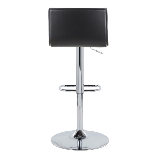 Mara Chrome and Black Faux Leather Contemporary Barstool Set of 2 6