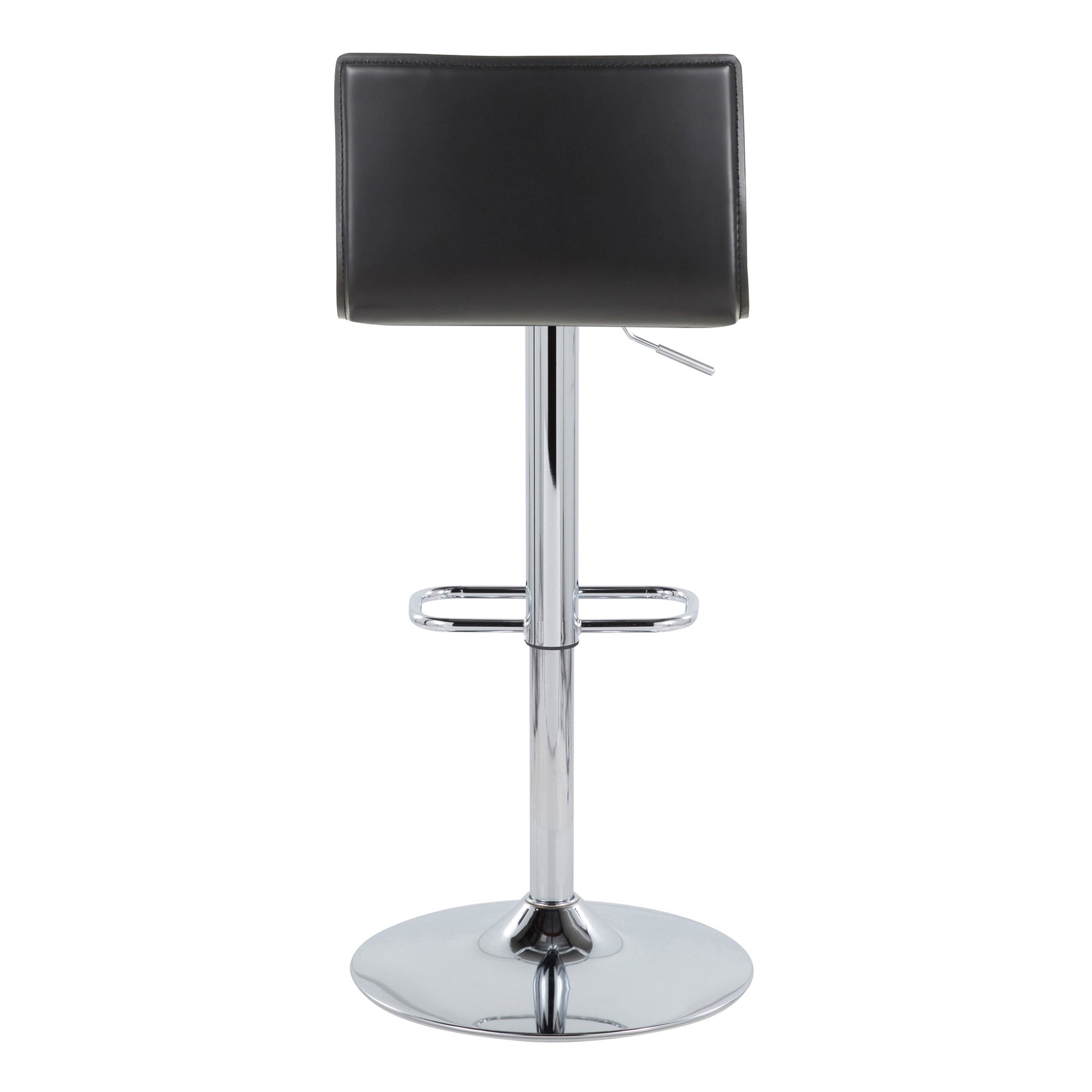 Mara Chrome and Black Faux Leather Contemporary Barstool (Set of 2) 7 Mara Chrome and Black Faux Leather Contemporary Barstool (Set of 2) - Image 7