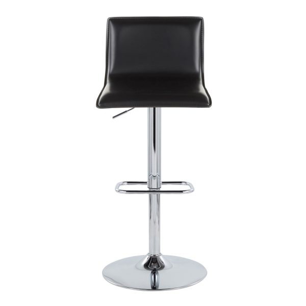 Mara Chrome and Black Faux Leather Contemporary Barstool Set of 2 7