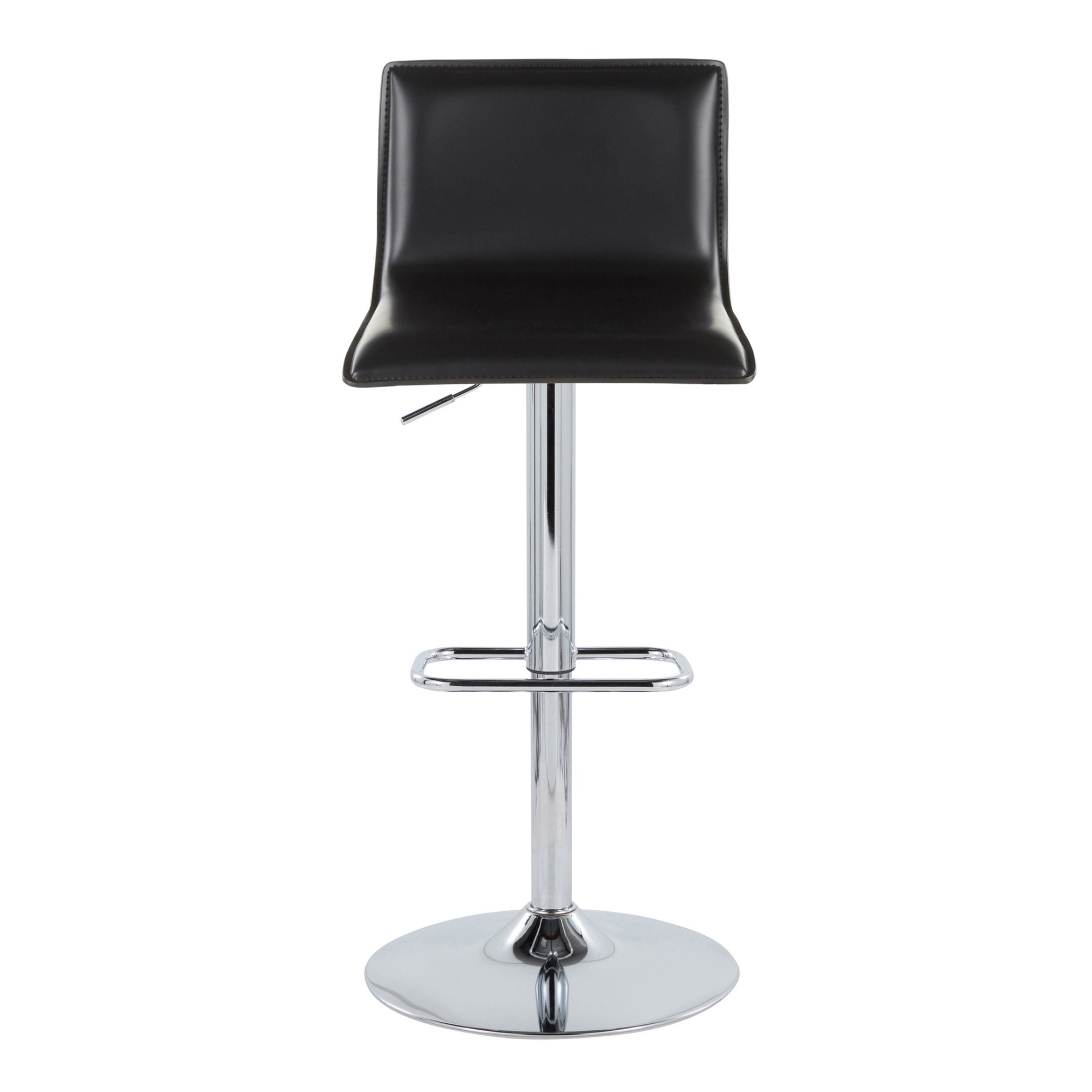 Mara Chrome and Black Faux Leather Contemporary Barstool (Set of 2) 8 Mara Chrome and Black Faux Leather Contemporary Barstool (Set of 2) - Image 8