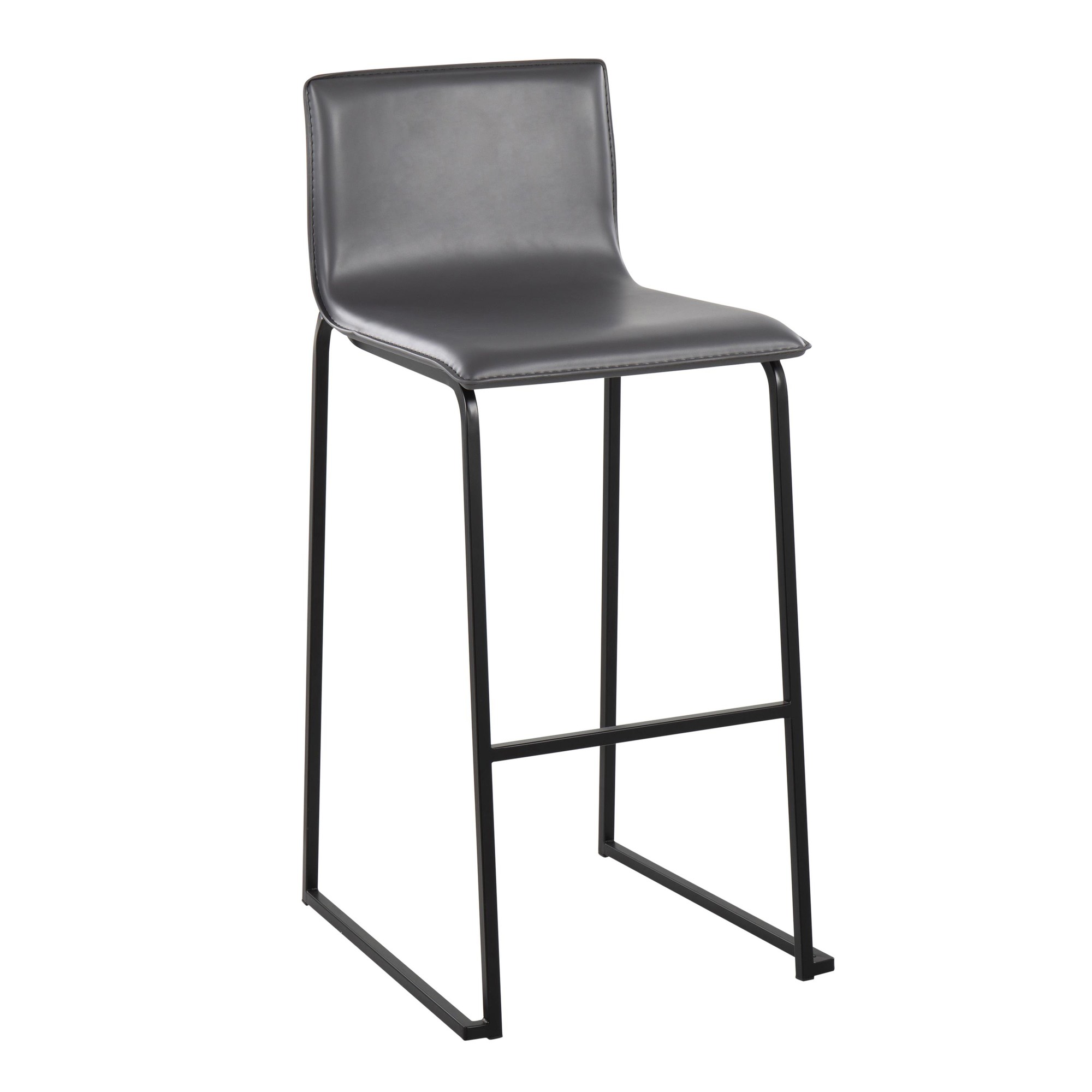 Mara Contemporary Black Steel Grey Faux Leather Barstool 29 (Set of 2) 3 Mara Contemporary Black Steel Grey Faux Leather Barstool 29 (Set of 2) - Image 3