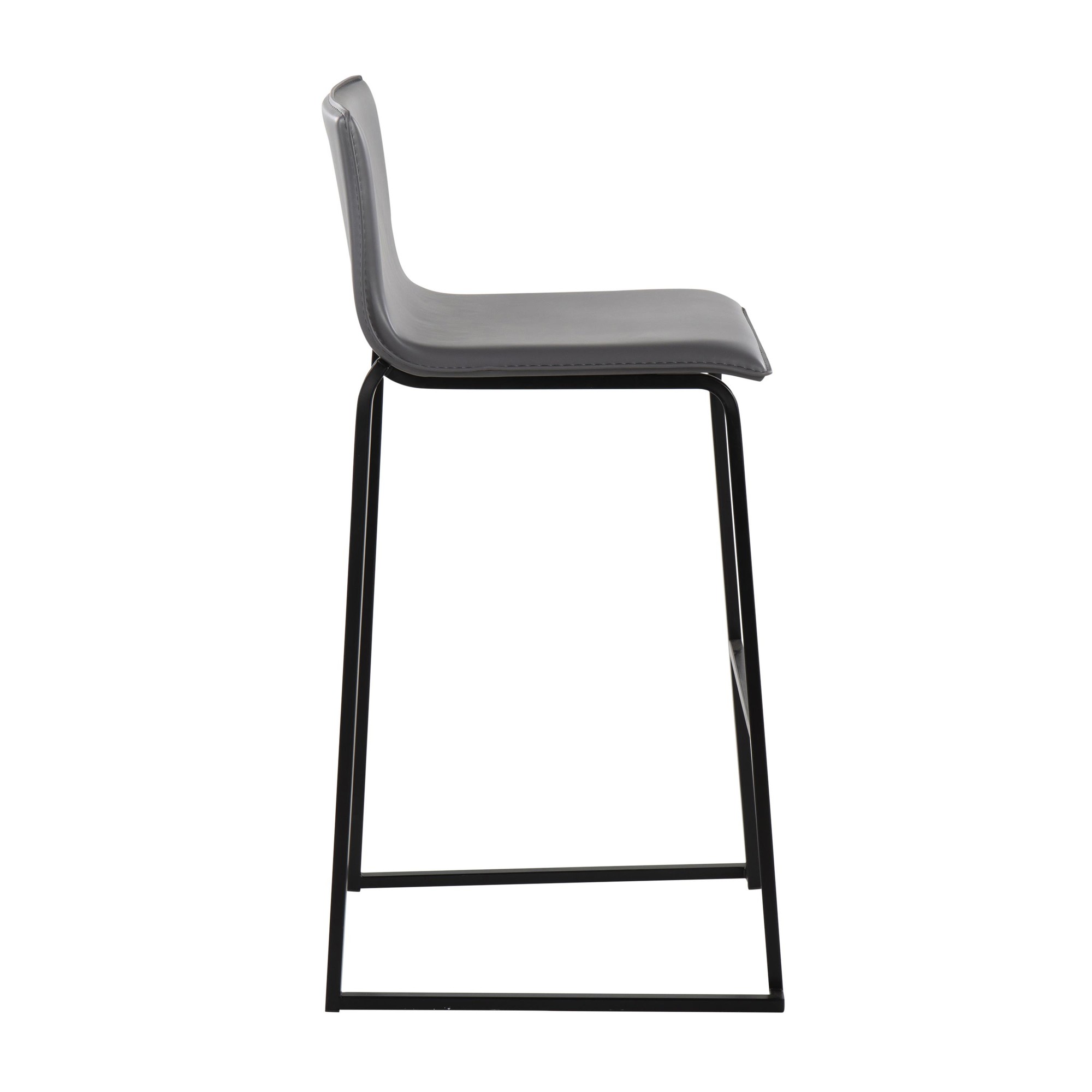 Mara Contemporary Black Steel Grey Faux Leather Barstool 29 (Set of 2) 4 Mara Contemporary Black Steel Grey Faux Leather Barstool 29 (Set of 2) - Image 4