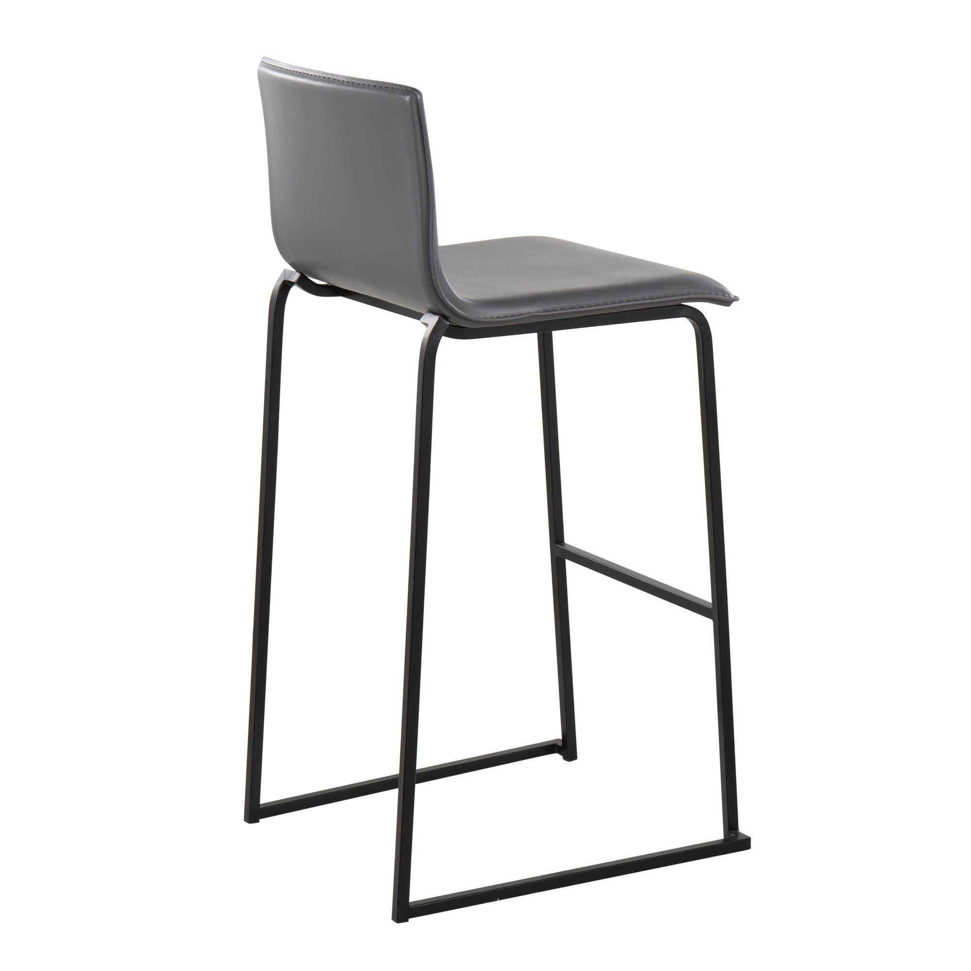 Mara Contemporary Black Steel Grey Faux Leather Barstool 29 (Set of 2) 5 Mara Contemporary Black Steel Grey Faux Leather Barstool 29 (Set of 2) - Image 5