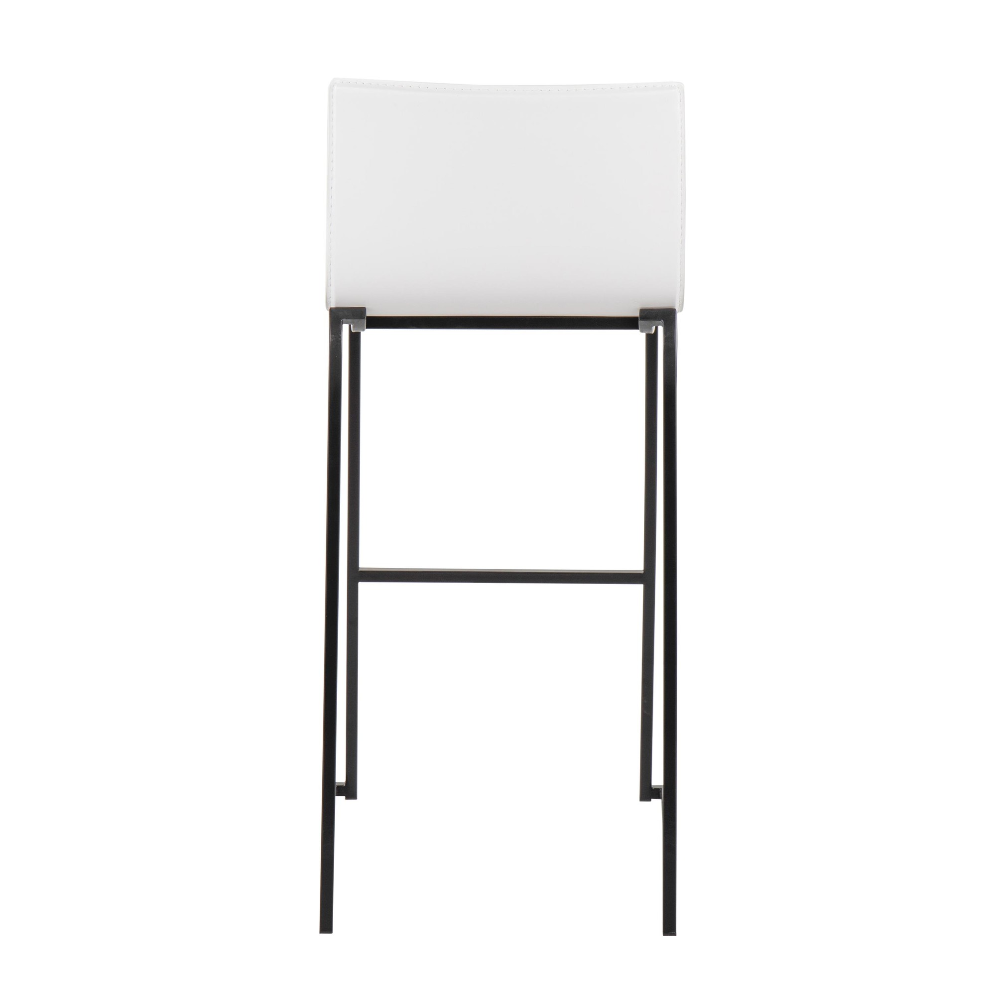 Mara Contemporary Black Steel White Faux Leather Barstools (Set of 2) 6 Mara Contemporary Black Steel White Faux Leather Barstools (Set of 2) - Image 6