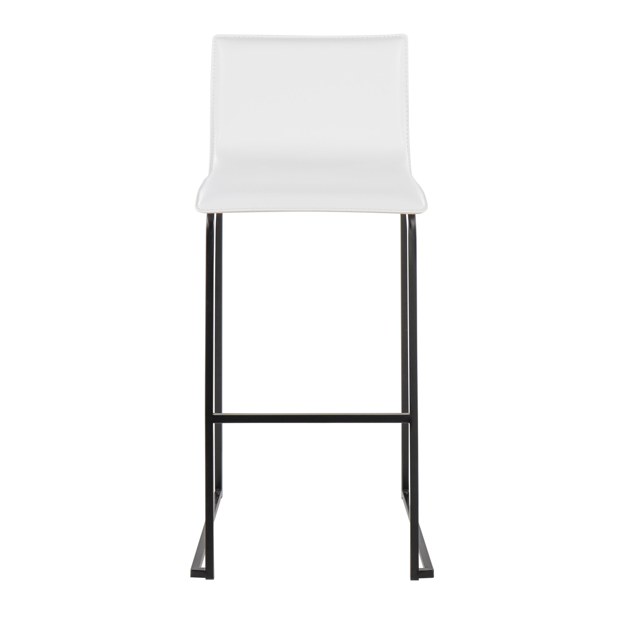 Mara Contemporary Black Steel White Faux Leather Barstools (Set of 2) 7 Mara Contemporary Black Steel White Faux Leather Barstools (Set of 2) - Image 7