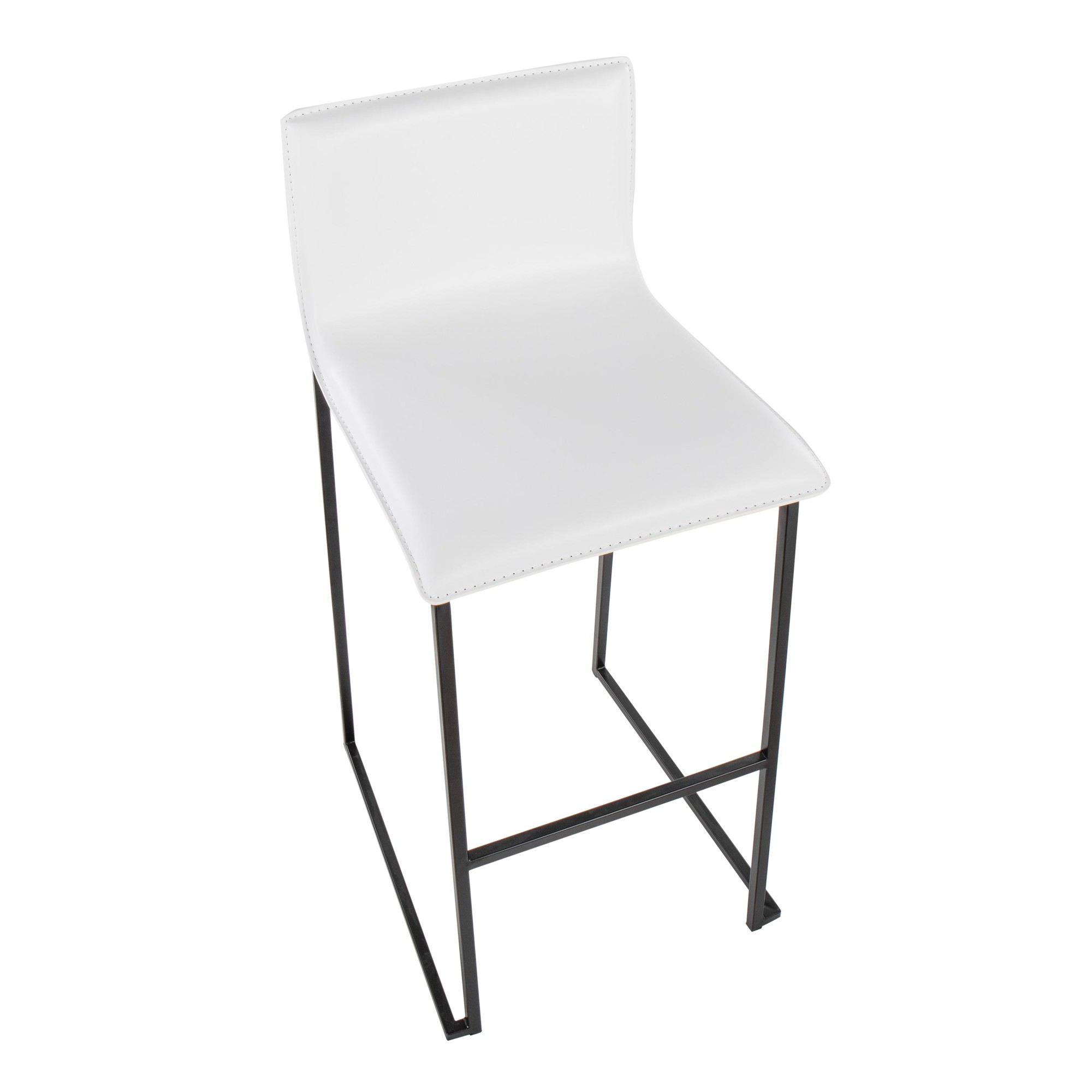 Mara Contemporary Black Steel White Faux Leather Barstools (Set of 2) 8 Mara Contemporary Black Steel White Faux Leather Barstools (Set of 2) - Image 8