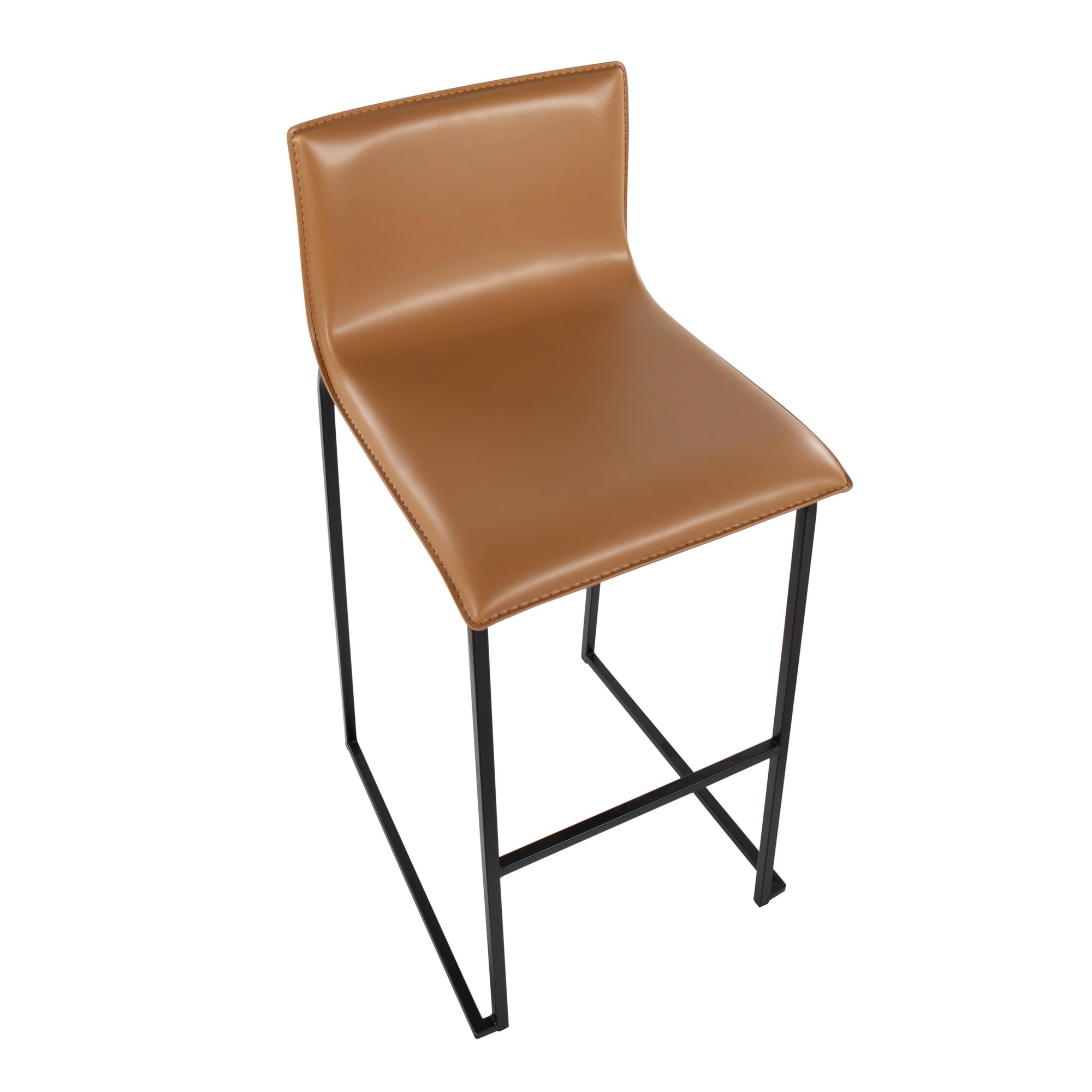 Mara Contemporary Black Steel and Camel Bar Stools (Set of 2) 8 Mara Contemporary Black Steel and Camel Bar Stools (Set of 2) - Image 8