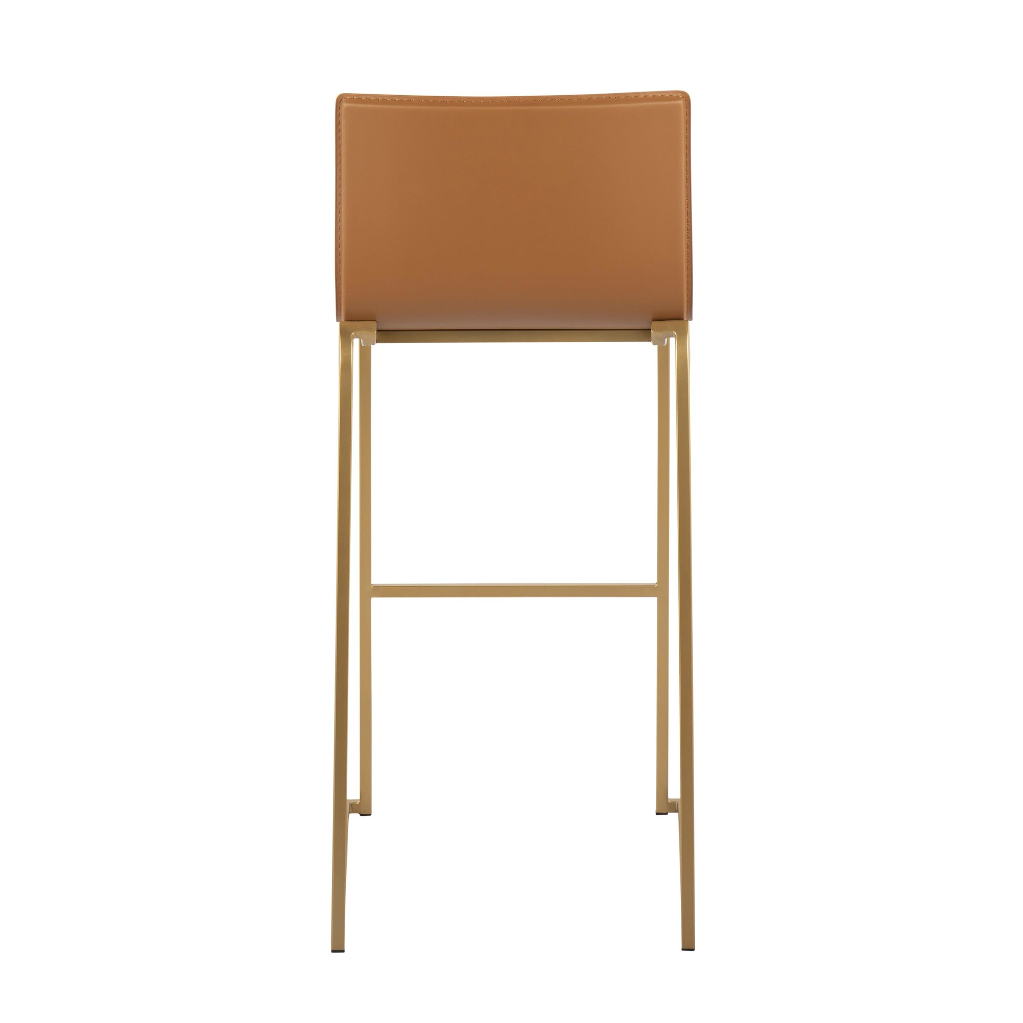 Mara Contemporary Gold and Camel Faux Leather Barstools (Set of 2) 6 Mara Contemporary Gold and Camel Faux Leather Barstools (Set of 2) - Image 6