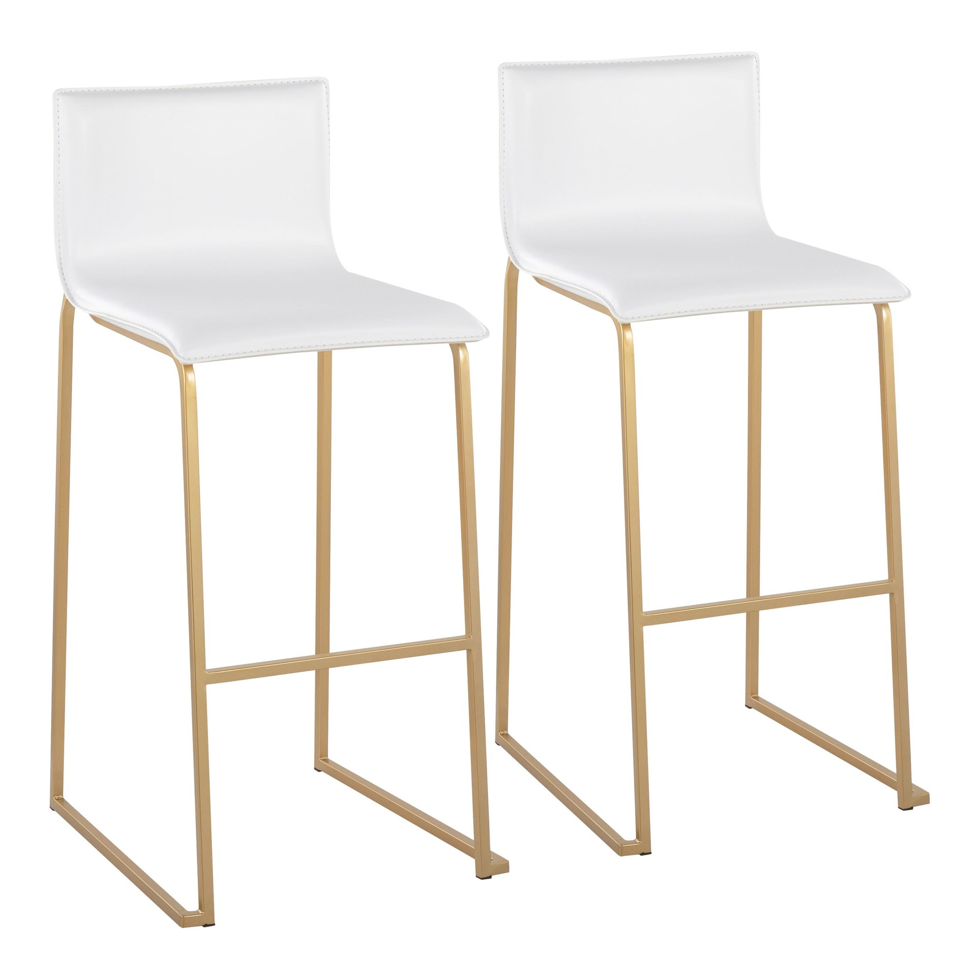 Mara Contemporary Gold and White Barstools (Set of 2) 2 Mara Contemporary Gold and White Barstools (Set of 2) - Image 2