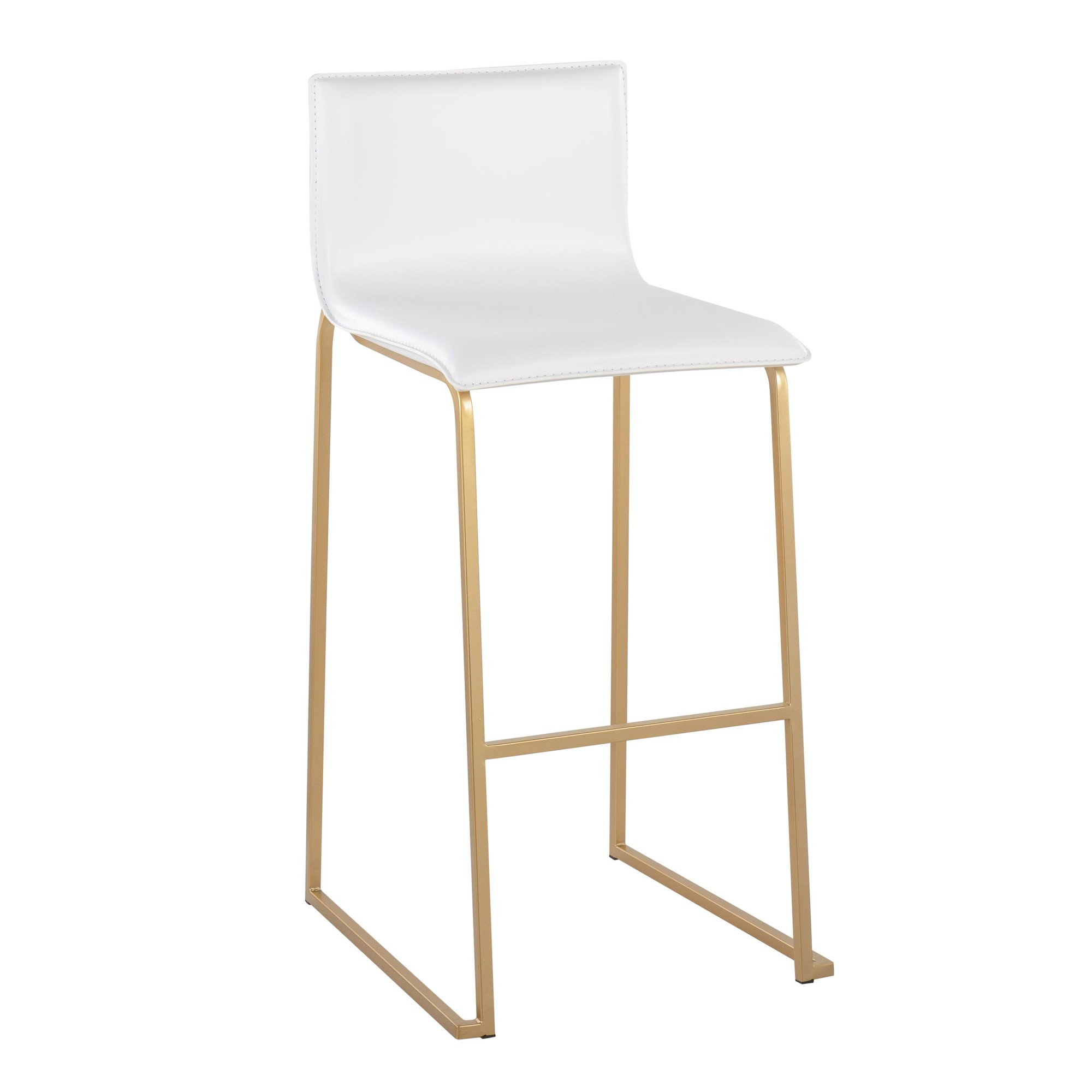 Mara Contemporary Gold and White Barstools (Set of 2) 3 Mara Contemporary Gold and White Barstools (Set of 2) - Image 3