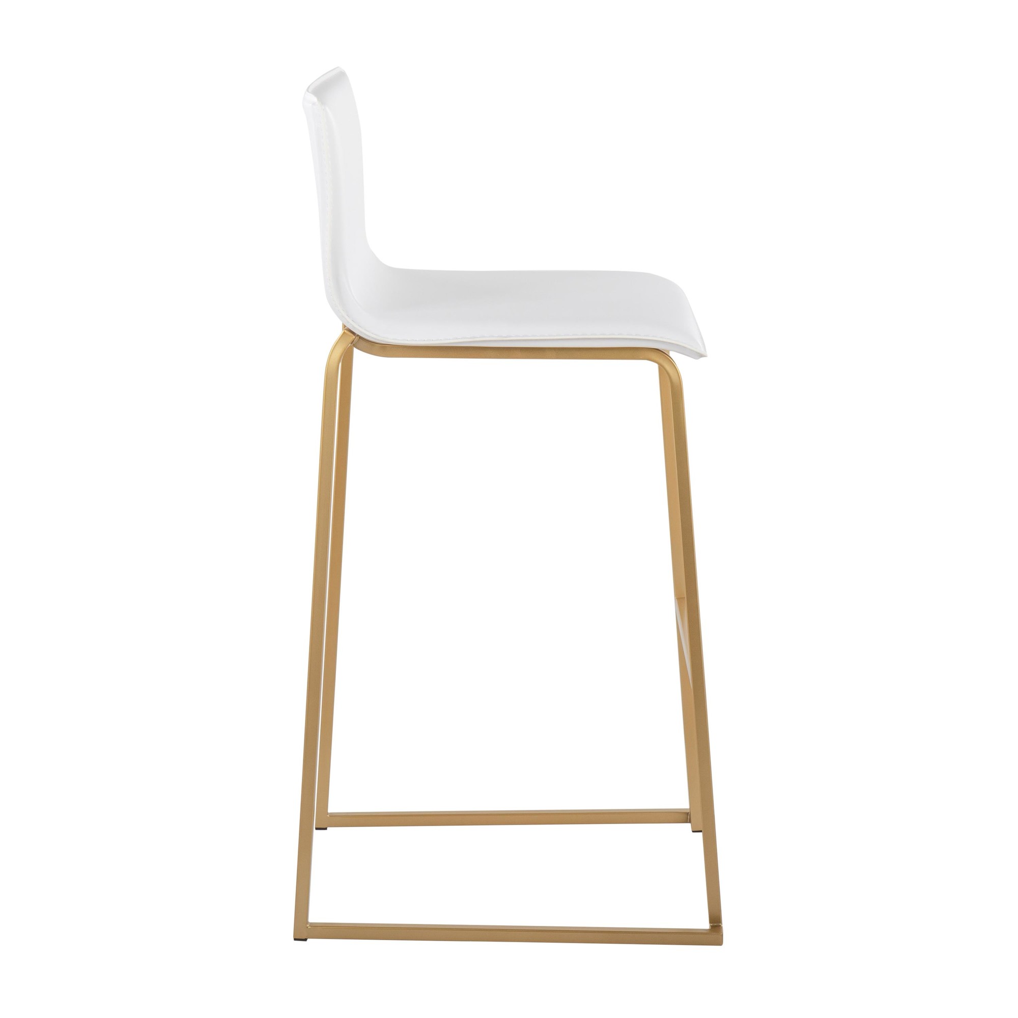 Mara Contemporary Gold and White Barstools (Set of 2) 4 Mara Contemporary Gold and White Barstools (Set of 2) - Image 4