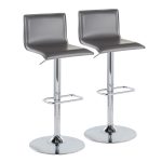 Mara Grey Faux Leather Chrome Contemporary Swivel Barstools (Set of 2) 12 Mara Grey Faux Leather Chrome Contemporary Swivel Barstools (Set of 2)