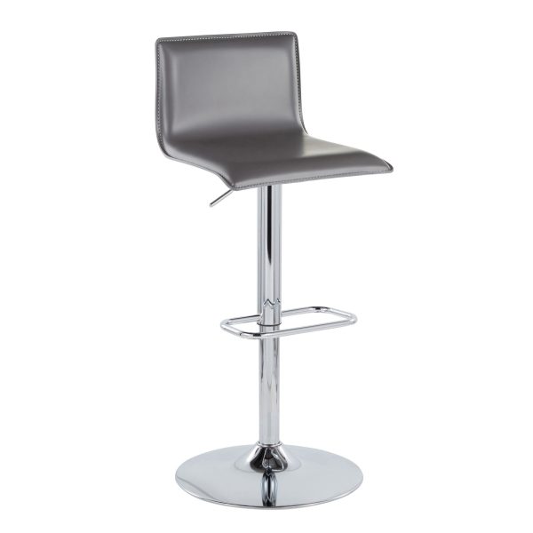 Mara Grey Faux Leather Chrome Contemporary Swivel Barstools Set of 2 3