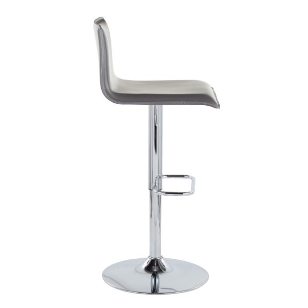Mara Grey Faux Leather Chrome Contemporary Swivel Barstools Set of 2 4