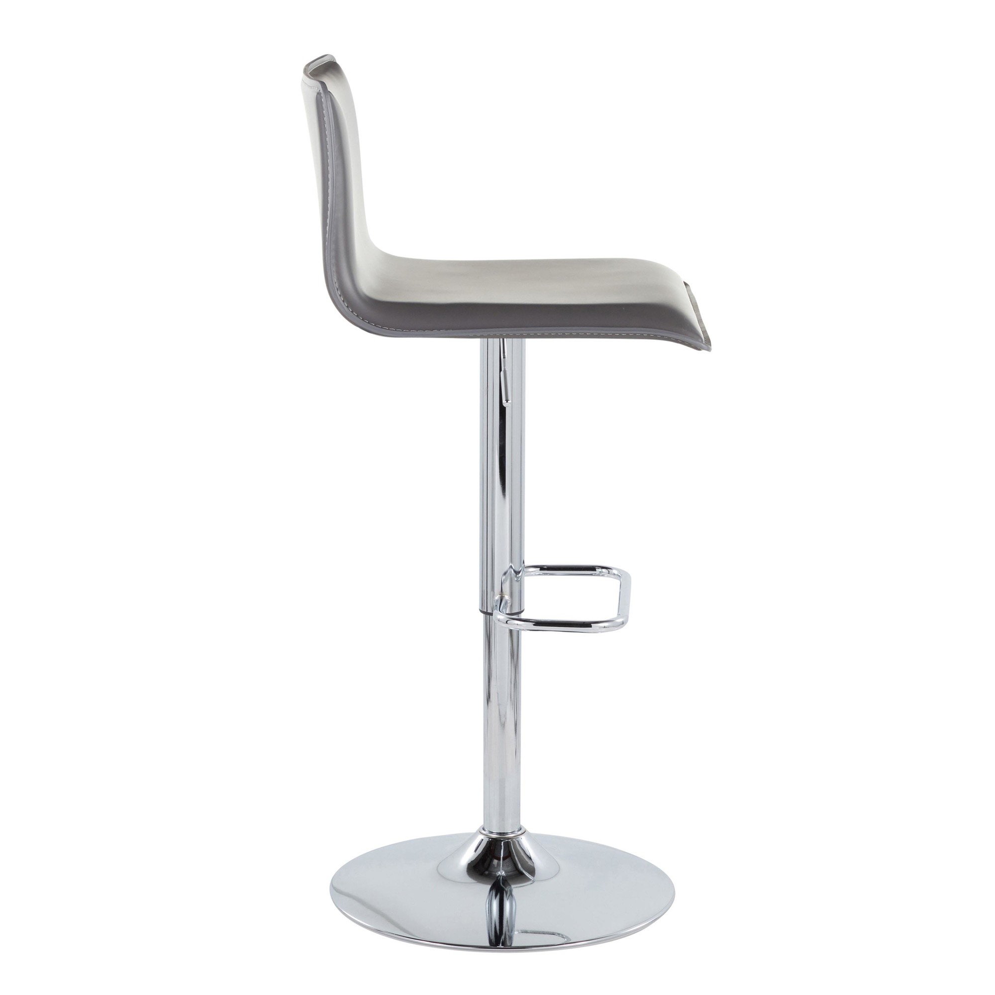 Mara Grey Faux Leather Chrome Contemporary Swivel Barstools (Set of 2) 5 Mara Grey Faux Leather Chrome Contemporary Swivel Barstools (Set of 2) - Image 5