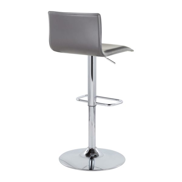 Mara Grey Faux Leather Chrome Contemporary Swivel Barstools Set of 2 5