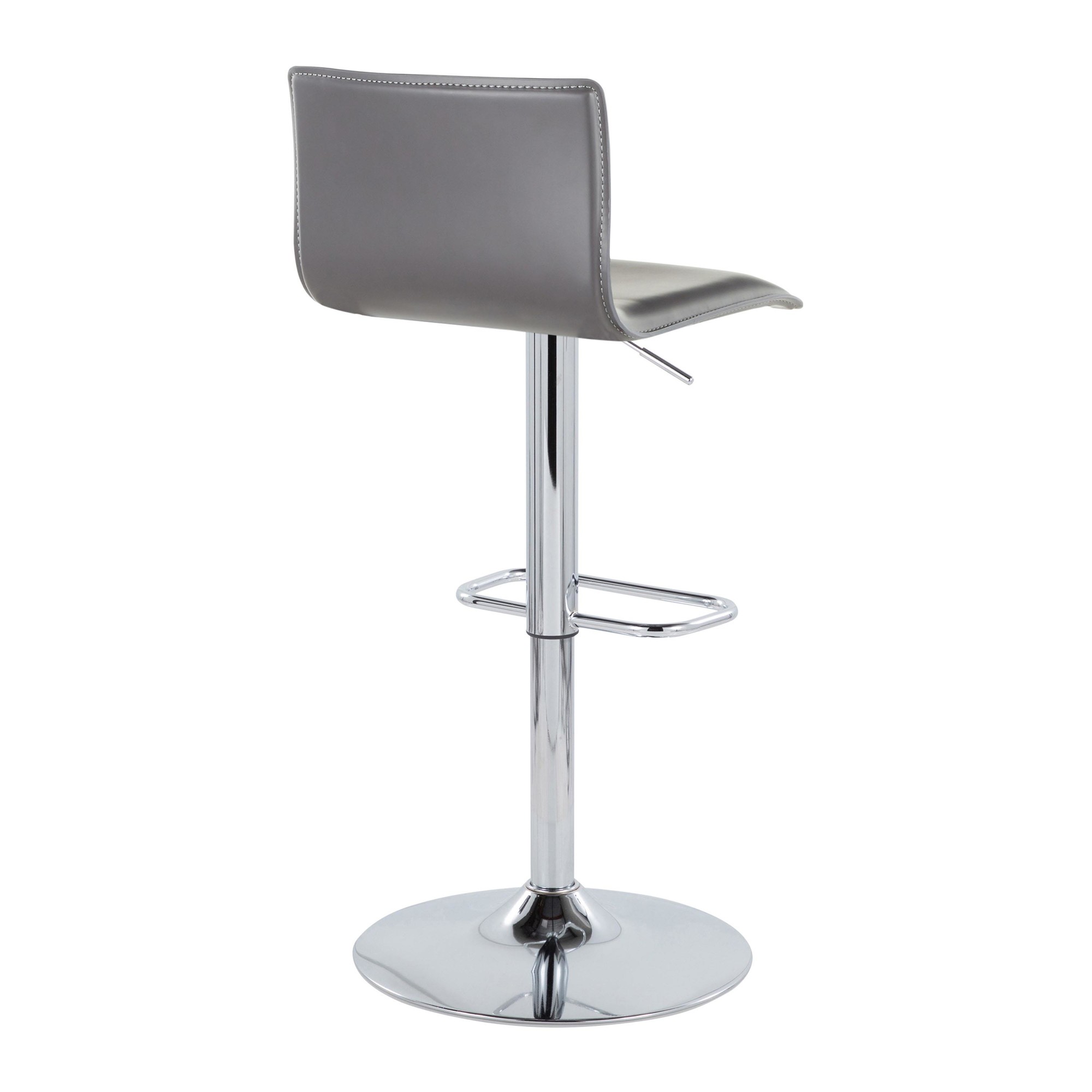 Mara Grey Faux Leather Chrome Contemporary Swivel Barstools (Set of 2) 6 Mara Grey Faux Leather Chrome Contemporary Swivel Barstools (Set of 2) - Image 6
