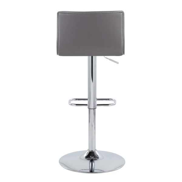 Mara Grey Faux Leather Chrome Contemporary Swivel Barstools Set of 2 6