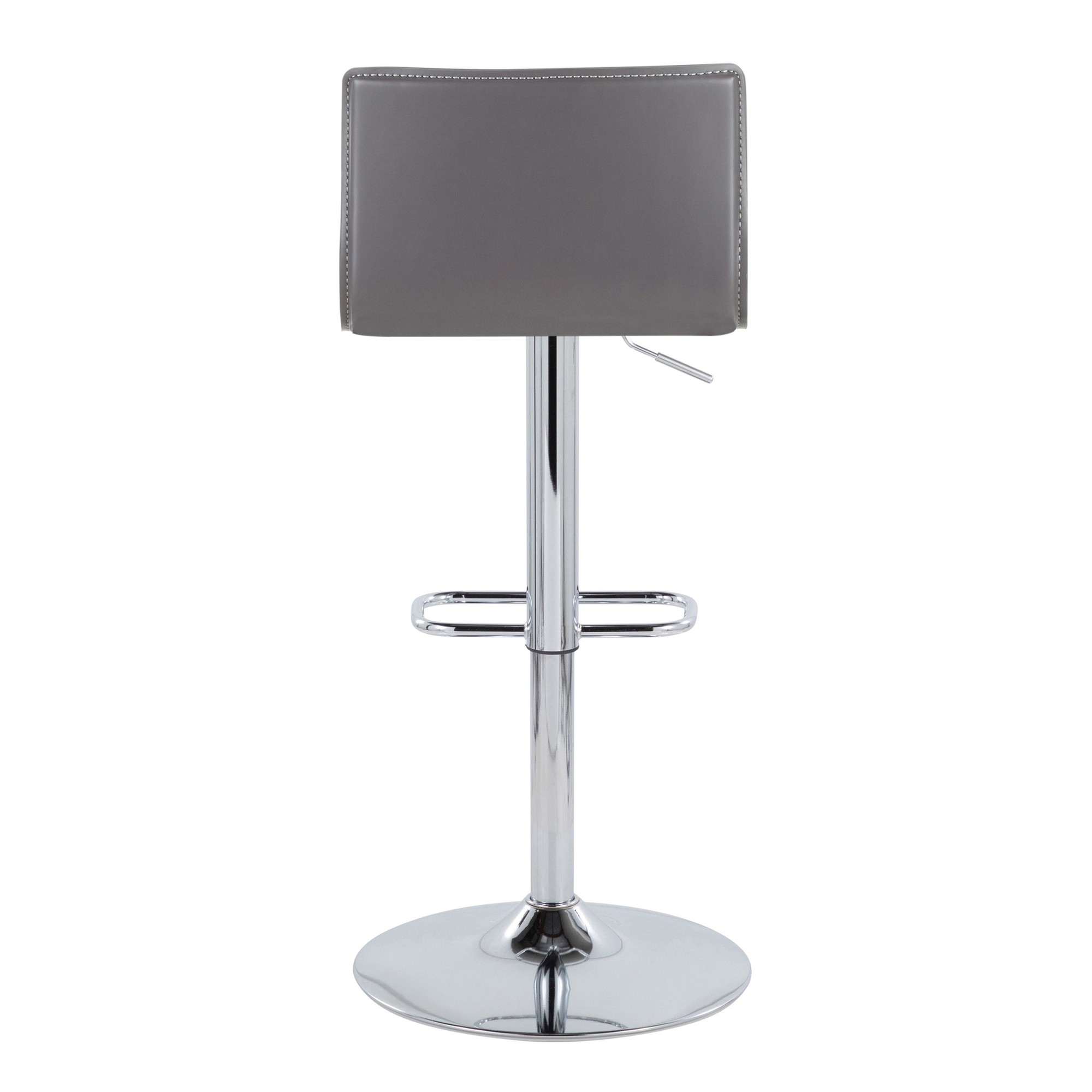 Mara Grey Faux Leather Chrome Contemporary Swivel Barstools (Set of 2) 7 Mara Grey Faux Leather Chrome Contemporary Swivel Barstools (Set of 2) - Image 7