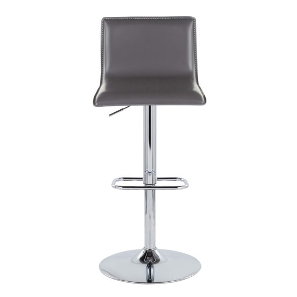 Mara Grey Faux Leather Chrome Contemporary Swivel Barstools Set of 2 7