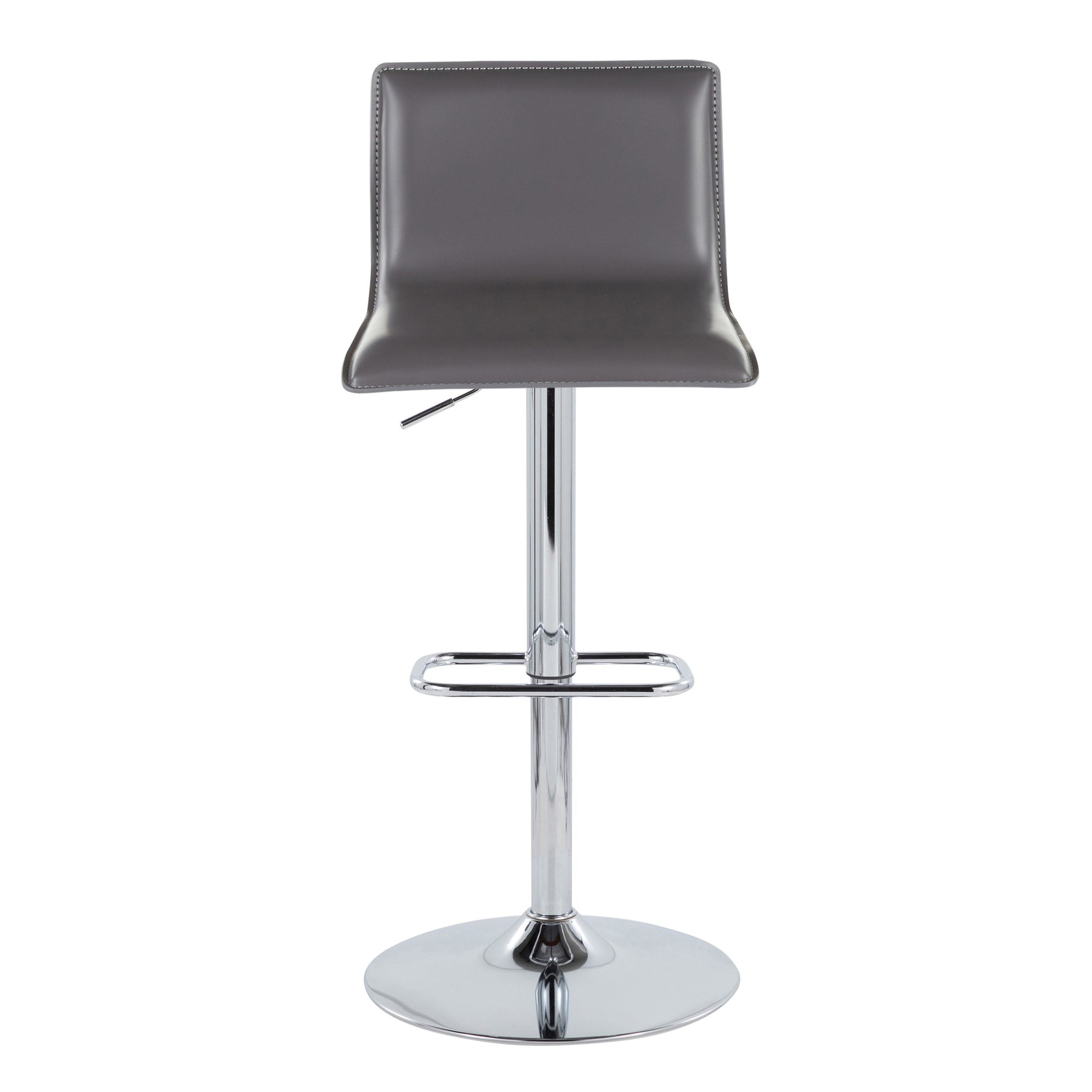 Mara Grey Faux Leather Chrome Contemporary Swivel Barstools (Set of 2) 8 Mara Grey Faux Leather Chrome Contemporary Swivel Barstools (Set of 2) - Image 8