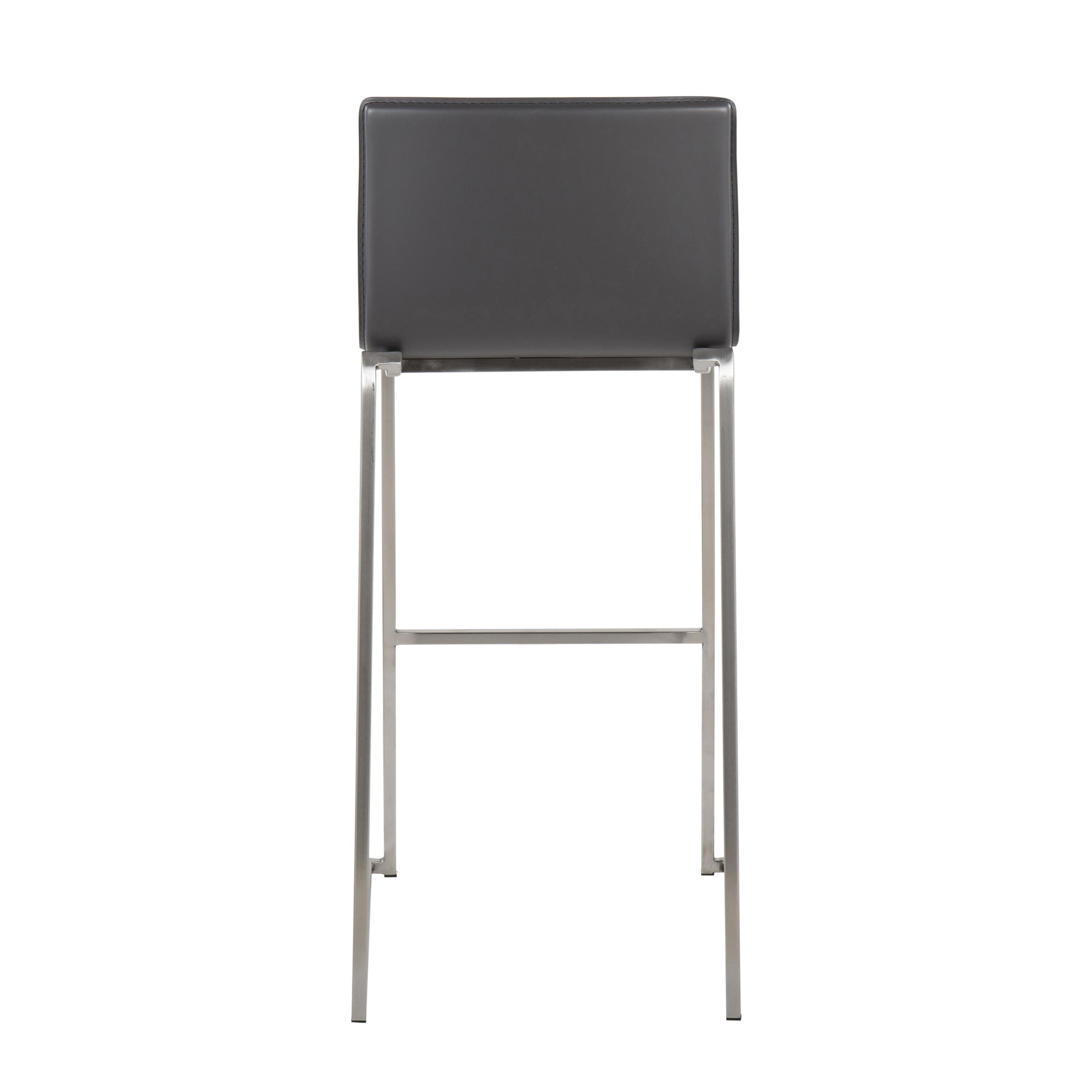 Mara Grey Faux Leather Stainless Steel Contemporary Barstools (Set of 2) 6 Mara Grey Faux Leather Stainless Steel Contemporary Barstools (Set of 2) - Image 6