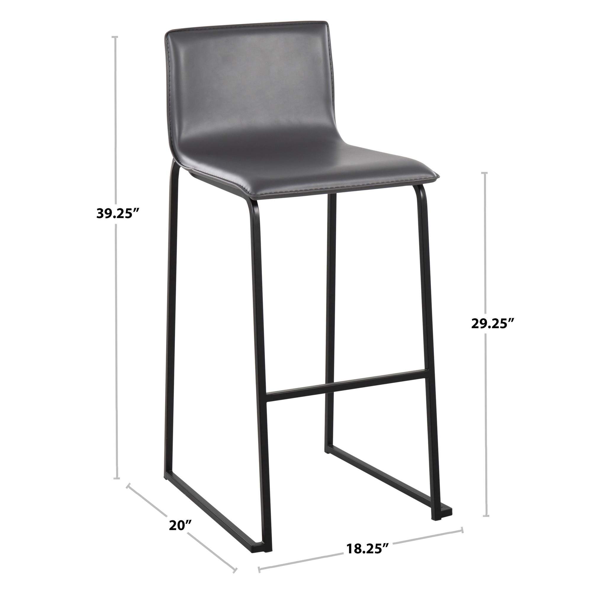 Mara Grey Faux Leather Stainless Steel Contemporary Barstools (Set of 2) 9 Mara Grey Faux Leather Stainless Steel Contemporary Barstools (Set of 2) - Image 9