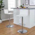Mara White Faux Leather Chrome Contemporary Swivel Barstools (Set of 2)