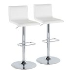 Mara White Faux Leather Chrome Contemporary Swivel Barstools (Set of 2)