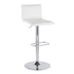 Mara White Faux Leather Chrome Contemporary Swivel Barstools (Set of 2)