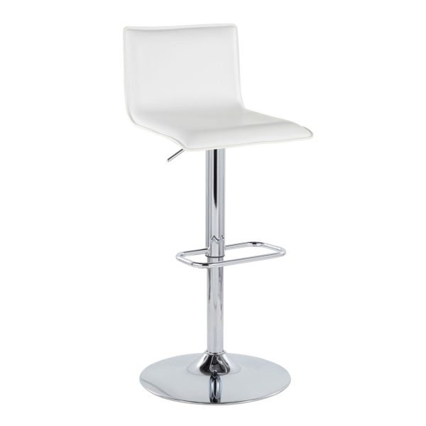 Mara White Faux Leather Chrome Contemporary Swivel Barstools Set of 2 3