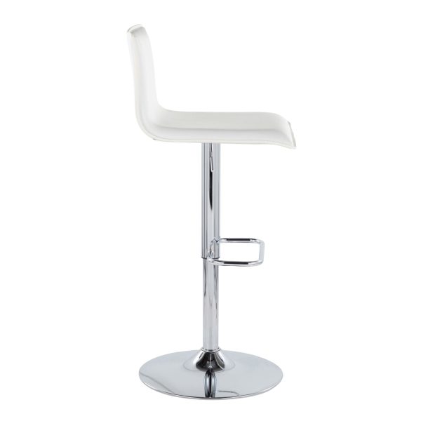 Mara White Faux Leather Chrome Contemporary Swivel Barstools Set of 2 4