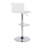 Mara White Faux Leather Chrome Contemporary Swivel Barstools (Set of 2)