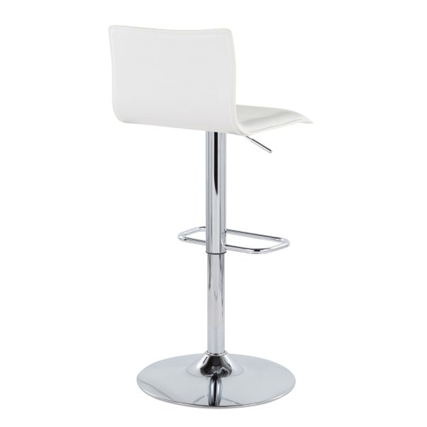 Mara White Faux Leather Chrome Contemporary Swivel Barstools Set of 2 5