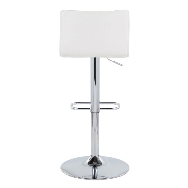 Mara White Faux Leather Chrome Contemporary Swivel Barstools Set of 2 6