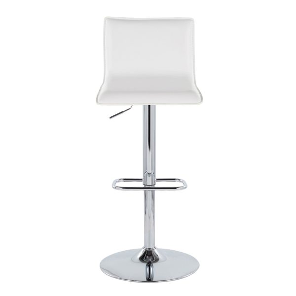 Mara White Faux Leather Chrome Contemporary Swivel Barstools Set of 2 7