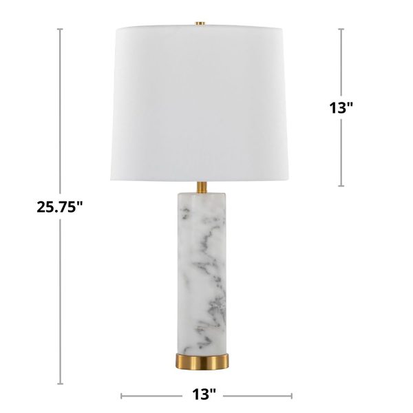 Marbella White Marble and Brass Table Lamps Set of 2 10